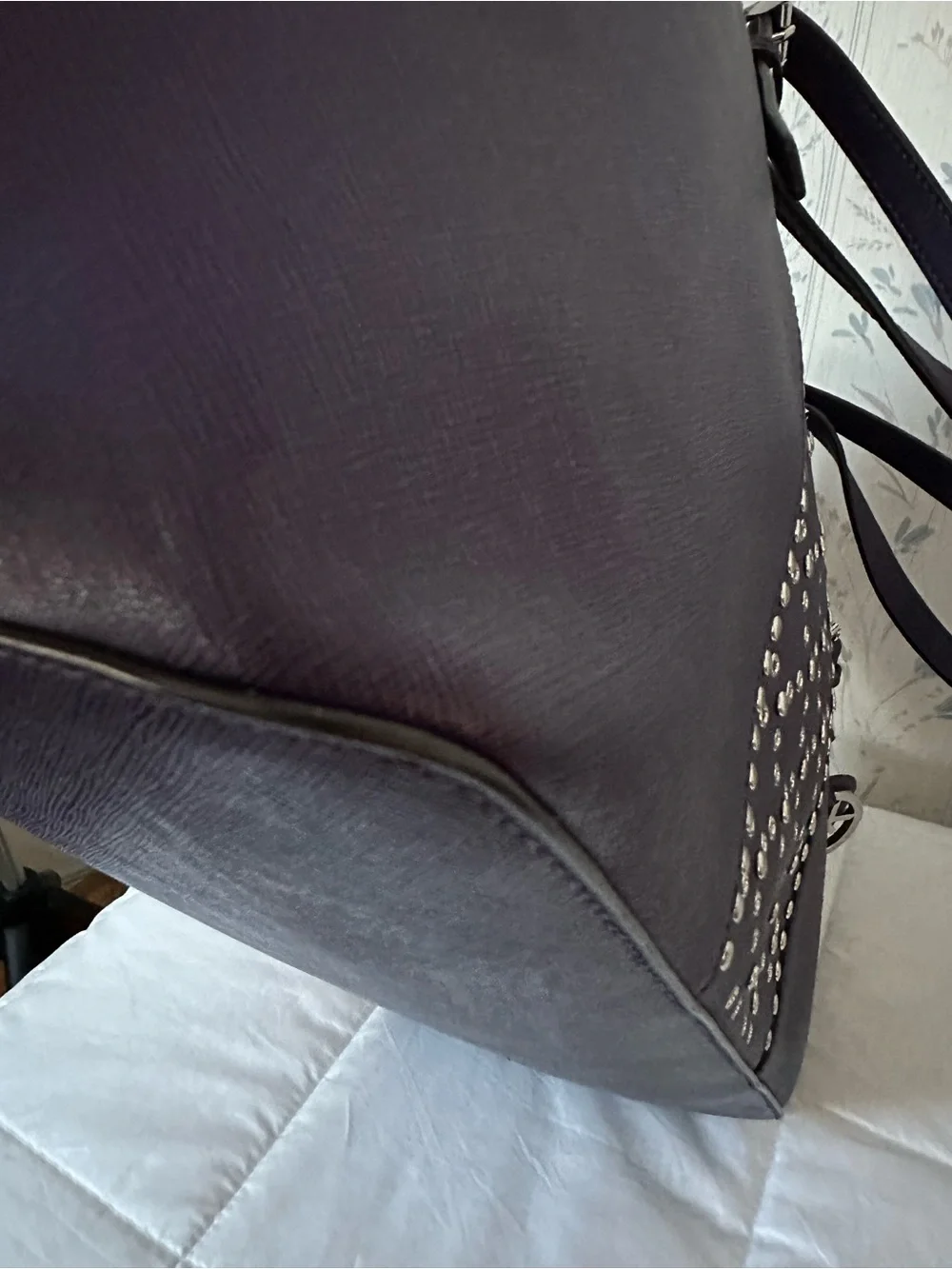 Michael Kors Purple Studded Leather Tote